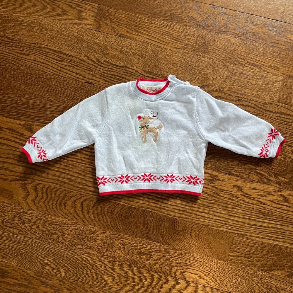 Zubels Baby Blue Knit Reindeer Sweater